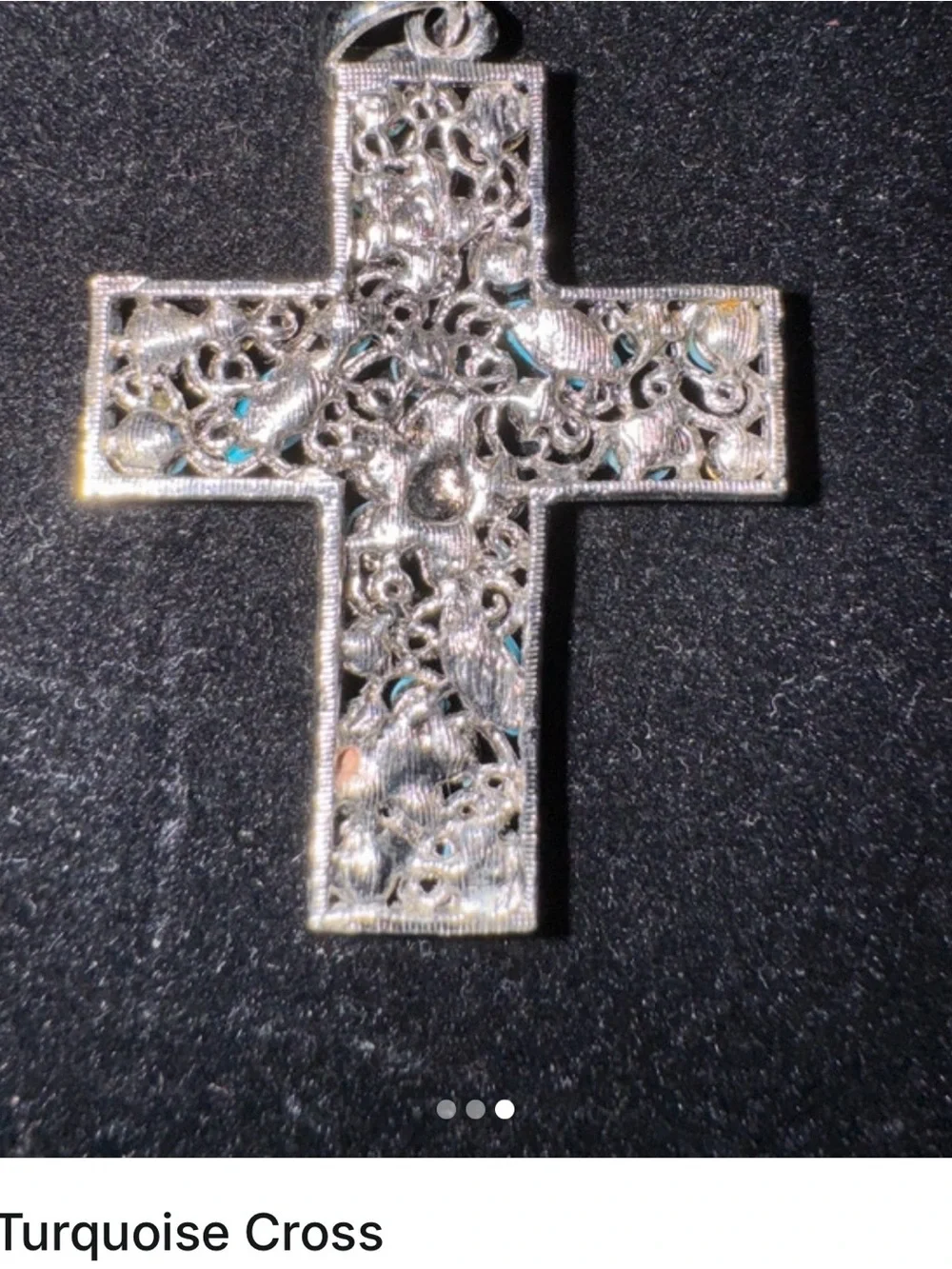 Turquoise Floral Cross Pendant